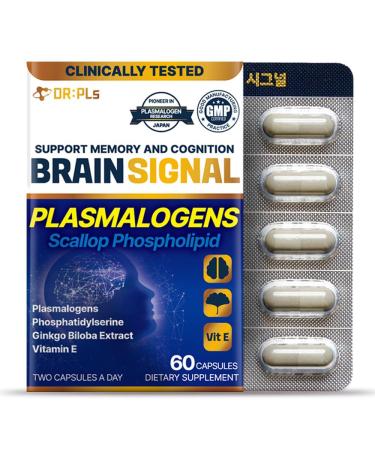 DR:PLs Brain Signal Plasmalogen Brain Supplement with Scallop-Derived Extract | Focus Clarity & Cognitive Support | Nootropic with Ginkgo Biloba & Phosphatidylserine | 60 Capsules