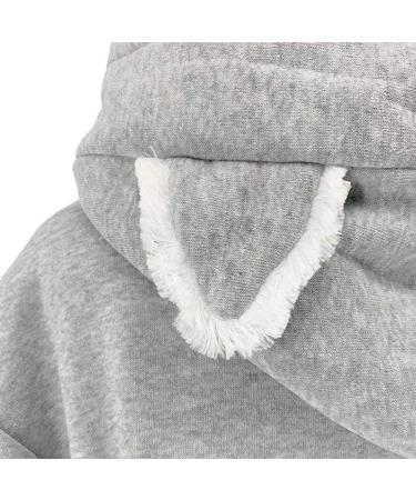 Cat Dog Kanguru Hoodie | Plush Animal Ear Sweatshirt for Cat Lovers - Cozy Gray Pullover with Paw Print Bag - Buy Online on GoSupps.com