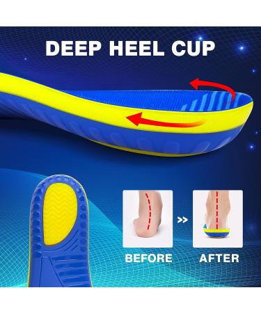 Arch Support Insoles for Standing All Day - Relief for Heel Spur, Heel Pain, Plantar Fasciitis - Orthotic Inserts for Men & Women - Yellow S (Men 7-8.5/Women 8-9.5) - Buy Online on GoSupps.com