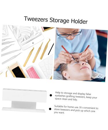 POPETPOP Eyelash tweezer Holder Tweezers Holder Organizer Tweezers Stand Holder Tweezer Display Stand Tweezers Display Holder Make up kit Acrylic Tweezers Holder Extender Pearlescent White 17x8cm White - Buy Online on GoSupps.com