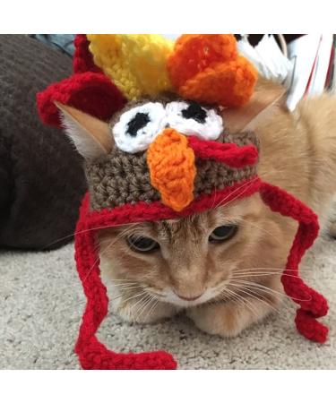 Legendog Cat Costume Turkey Hat Halloween Thanksgiving Party Handmade Crochet Pet Turkey Headgear Costume for Small Dog Kittens Brown - Buy Online on GoSupps.com