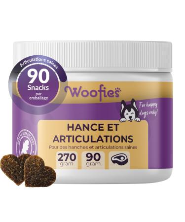 Woofies HIPS & Joint Hip and Joint Supplement for Dogs Glucosamine Boswellia Serrata Chondroitin MSM and Omega-3 Mobility Flexibility and Pain Relief 270 Natural Snacks