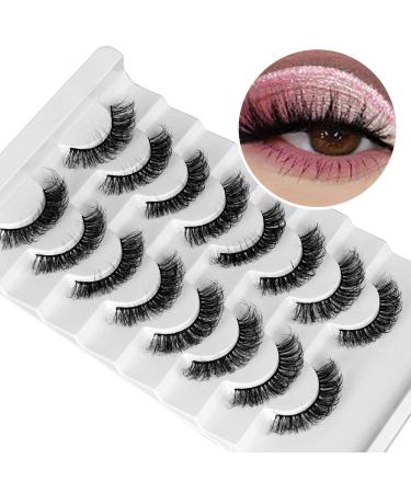 Leipple False Eyelashes 8 Pairs - Professional Reusable 8D Mink Lashes - Natural Waterproof Thick Fluffy Fake Eyelashes Faux Mink Eyelashes (QZ-13)