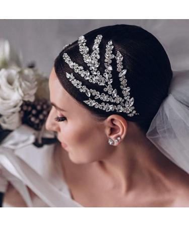 ULAPAN Rhinestone Wedding Headband Bridal Headpiece Handmade Silver Accessories for Bride and Bridesmaid - Buy Online on GoSupps.com