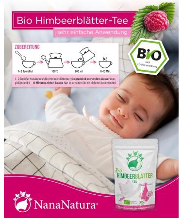 NanaNaturas Organic Raspberry Leaf Tea pregnancy tea herbal tea midwife recipe birth preparation 100 natural 85g - Buy Online on GoSupps.com