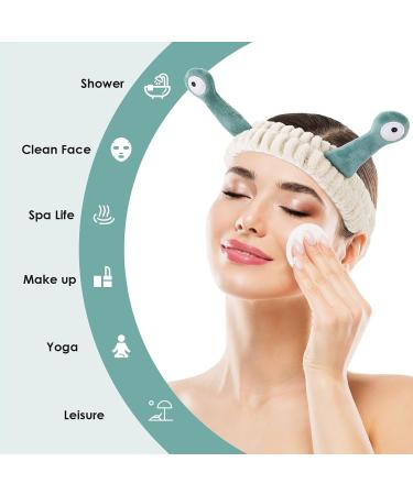 Molain Facial Washing Brick & Snail Spa Hair Band - Cute Cartoon Fleece Headband for Women - Elastic Makeup Forehead Straps - Creative Face Washing Accessories - Buy Online on GoSupps.com