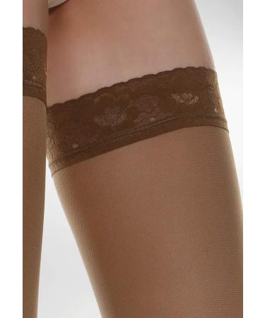 Relaxsan Microfiber 770M Compression Stockings for Women | 12-17 mmHg Thigh Support | 70 Den | Brown | International Shipping Available - Buy Online on GoSupps.com