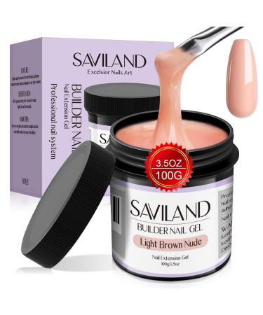 Saviland nail assembly gel - 100g/3.53oz Naked brown structure for gel nails Large capacity nail strength gel for nail extension hard gel for u v gel nail nail nail art manicure starter for nail studio nudes brown