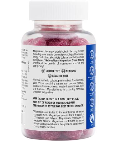 NaturesPlus Gummies Magnesium Citrate - 75 Gummies Raspberry - Helps Calm The Mind & Body Supports Bone Density - Vegetarian Gluten Free Non-GMO - 25 Servings - Buy Online on GoSupps.com