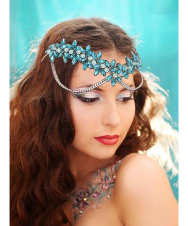 IYOU Snowflakes Fairy Headband Blue Rhinestone Princess Crown Headpiece Crystal Cosplay Christmas Hair Accessories for Women - Buy Online on GoSupps.com