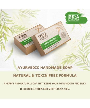 Neem Turmeric Soap - 125g | Ayurvedic Natural Cleansing Soap | Paraben & SLS Free Vegan Gluten Free | Handmade in India - Buy Online on GoSupps.com