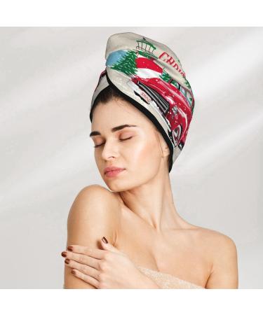 Merry Christmas Microfiber Hair Towel | Soft Super Absorbent Coral Velvet Wrap for Long & Curly Hair | Quick Dry Cap for Women - Buy Online on GoSupps.com