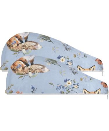 Adventure Fox Light Blue Hair Towel 2 Pack - Super Absorbent Quick Dry Hair Turbans for Women & Girls - Buy Online on GoSupps.com