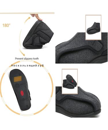 FAMYNGL Women's Diabetic Casual Shoes - Wide Width Adjustable Walking Sneakers for Elderly with Swollen Feet - Dark Gray 44 - Buy Online on GoSupps.com