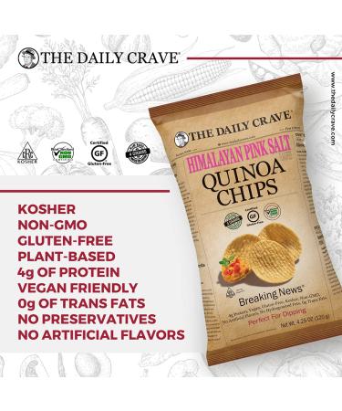 The Daily Crave Himalayan Pink Salt Quinoa Chips 4.25 Oz (Pack of 8) - Gluten-Free & Non-GMO Snack with 4g Protein and 2g Fiber - Buy Online on GoSupps.com