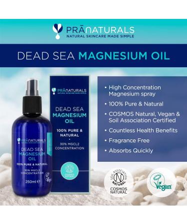 PraNaturals Pure Dead Sea Magnesium Oil Spray 250ml - Vegan & Cruelty Free - Buy Online on GoSupps.com