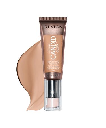 Revlon PhotoReady Candid Glow Moisture Glow Anti-Pollution Foundation with Vitamin E & Prickly Pear Oil  Anti-Blue Light Ingredients  without Parabens  Pthalates  & Fragrances  Medium Beige  0.75 oz