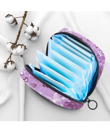 Purple Flowers Portable Menstrual Cup & Pad Storage Bag for Girls & Women - Zipper Pocket Art Design - Buy Online on GoSupps.com