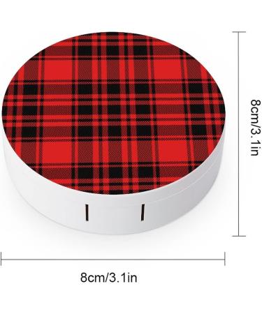 Christmas Red And Black Plaid Round Case For Contact Lens Kit Storage Box with Mirror Printed - Buy Online on GoSupps.com