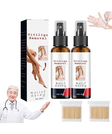 DENGWANG Vitiligo Removal Relief Spray Vitiligoremoval Relief Spray Vitiligo Skin Repair Spray Reduces White Spots on Skin (2PC)