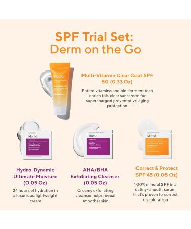 Murad SPF Sample Set | Derm on the Go - Multi-Vitamin Clear Coat SPF 50 & Bonus Items - Perfect Sunscreen for AM & PM - Buy Online on GoSupps.com