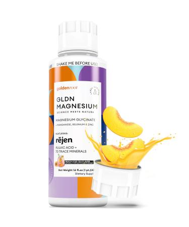 GLDN Magnesium - Liquid Magnesium Glycinate with Rejen Fulvic Acid for Improved Absorption Key Electrolytes and L-Theanine for Sleep and Cortisol Support - Peach Iced Tea (16 fl.oz) Peach Iced Tea 16 Fl Oz (Pack of 1)