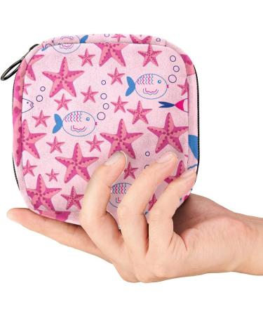 Sanitary Napkin Storage Bag | Portable Period Pouch for Women & Teens | Menstrual Cup & Nursing Pad Holder | Starfish Fish Pattern | Multicolor - Buy Online on GoSupps.com
