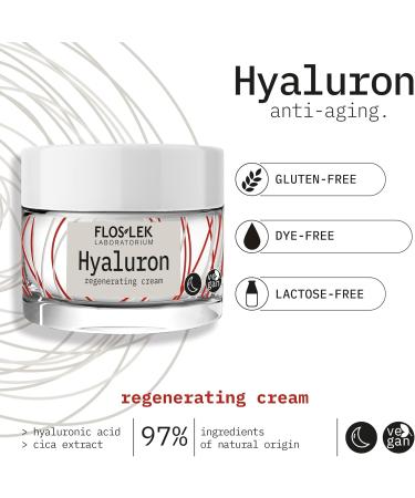 Floslek | HYALURON Regenerating Night Cream | Anti-aging Treatment | Reduces wrinkles | Provides moisture to the skin | Natural Cosmetic | 50 ml - Buy Online on GoSupps.com