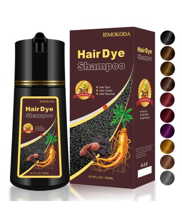 Instant Dark Wine Red Hair Dye - 3 In 1 Color Shampoo for Gray Coverage Root Touch Up & Treated Hair 16.9 Fl Oz Dark Red Wine