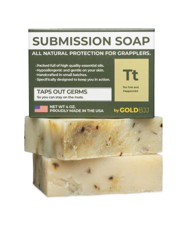 Premium Tea Tree Oil Soap - USA Made Bar Soap for BJJ Jiu Jitsu Wrestling and Grappling (2-Pack of 4 Ounce Soap Bars Peppermint Tea Tree) Peppermint Tea Tree 4 Ounce (Pack of 2)