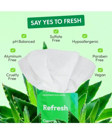 FOMIN Travel Deodorant Wipes - 50 Count - Refreshing Cucumber and Aloe - pH Balanced Hypoallergenic Mini Deodorant Wipes For Women and Men - Plastic-Free Individually Wrapped Underarm & Body Wipes Refresh - Cucumber Aloe - Buy Online on GoSupps.com