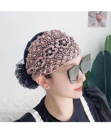 Buerfu Lace Headbands for Women Girls Stretch Headband Wide Women Stretchy Vintage Lace Edge Headband Hairband Bandana Bohemian for Women Pink - Buy Online on GoSupps.com
