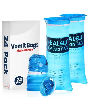 Hospital Vomit Bags - 24 Pack 1000ml Car Throw Up Bag - for Airsick Travel & Motion Sickness - Leak Resistant Medical Grade Puke Bag - Disposable Barf Bags Throw Up, Nausea