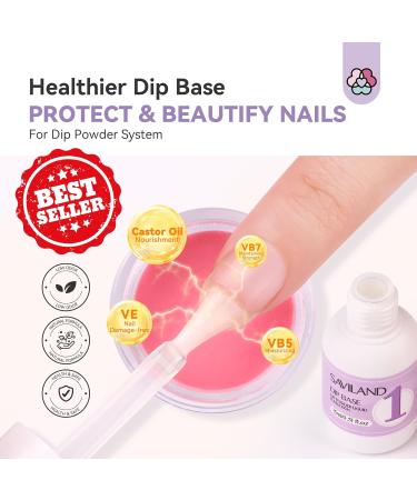 Saviland Dip Powder Base Ultra Adhesive: 15ml Vitamin E Dip Foundation Coat for Refill Dip Powder Liquid Set Nail Kit with 2 Liner 3 Replacement Brush for French Nail Art Beginner Home Salon DIY - Buy Online on GoSupps.com