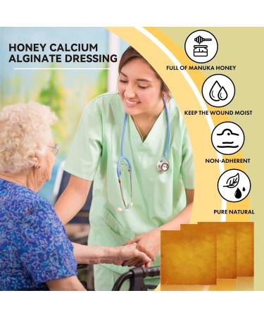 DILUMAMED Manuka Honey Calcium Alginate Dressing 2x2 (Pack of 6) for Wound Care - Ideal for Cuts, Skin Tears, Burns, Pressure Sores, Diabetic Ulcer - Buy Online on GoSupps.com