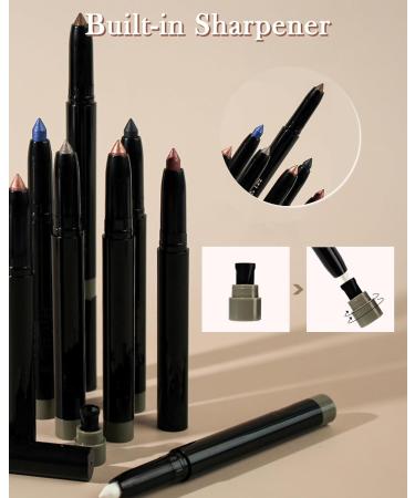 Lestpola Glitter eyeshadow stick 2 pieces bluegray glitter eyeshadow stick with sharpener waterproof longlasting cream smooth Shimmer Crayon eyeliner highly pigmented sparkling eye makeup - Buy Online on GoSupps.com