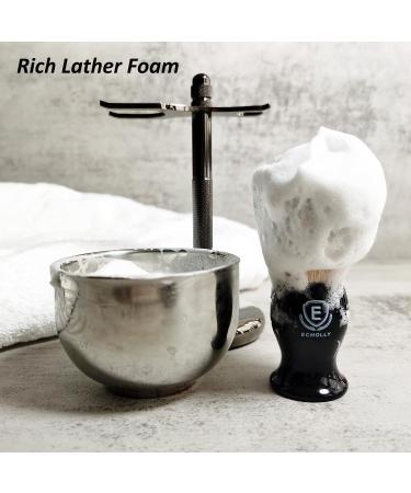 Premium 4-in-1 Shaving Brush Kit for Men - Includes Shaving Brush, Cream Soap, Stainless Steel Bowl, and Stand - Perfect Men's Shaving Gift Set (Black) - Buy Online on GoSupps.com