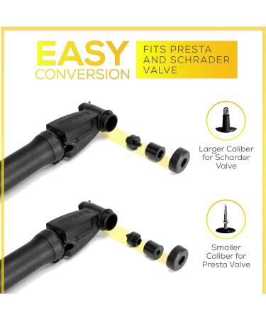 Mini Bike Tire Pump Set - Dual Action Push-Pull Pumping, 80 PSI, Presta & Schrader Valves, Lightweight - 3 oz, Includes Sports Ball Needle, Tire Lever, Bracket Mount - Buy Online on GoSupps.com