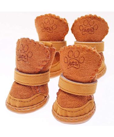 GabeFish Puppy Cozy Winter Boots | Anti-Slip Velcro Snow Shoes for Small Medium Pets - 5lb Brown - Buy Online on GoSupps.com