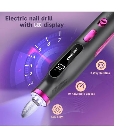 Professional Nail Drill - Electric Nail File Kit for Acrylic & Gel Nails | 10-Speed Manicure & Pedicure Tool | Ideal Gift for Nail Care (Black - Buy Online on GoSupps.com