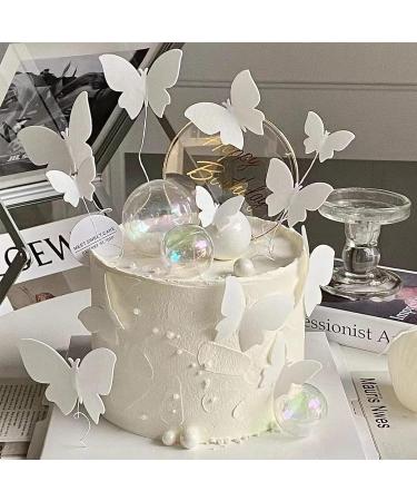 50 Pc Edible Butterflies for Cake Decoration | White Tortendeko Butterflies for Weddings & Birthdays | Perfect Edible Cake Toppers - Buy Online on GoSupps.com