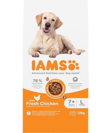 IAMS Complete Dry Dog Food for Senior 7+ Large Breeds with Chicken 12 kg Chicken 12 kg (Pack of 1) - Buy Online on GoSupps.com