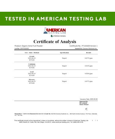 Organic Amla Powder 15.5 oz - USDA Certified, High ORAC Value - 1 Pack - Buy Online on GoSupps.com