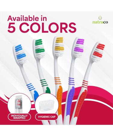 Natraco 25 Count Bulk Toothbrush Set - Premium Quality Individually Packed Colorful Toothbrushes with Medium-Sized Bristles for Travel Donations & Hotels - Buy Online on GoSupps.com