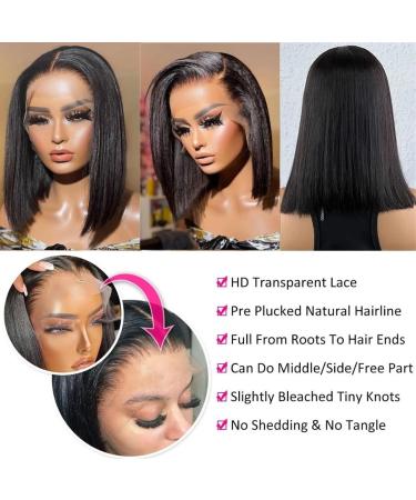 YIBUSI 12 Inch Human Hair Bob Wig 13x4 Frontal Lace, 180% Density Straight Bob Lace Front Wig for Black Women - HD Lace, Pre Plucked, Glueless - Buy Online on GoSupps.com