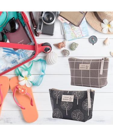 Shop Multifunctional Canvas Makeup Bag Set - 2 Portable Cosmetic Bags for Travel Office & School - Black/Gray Checkered - Buy Online on GoSupps.com