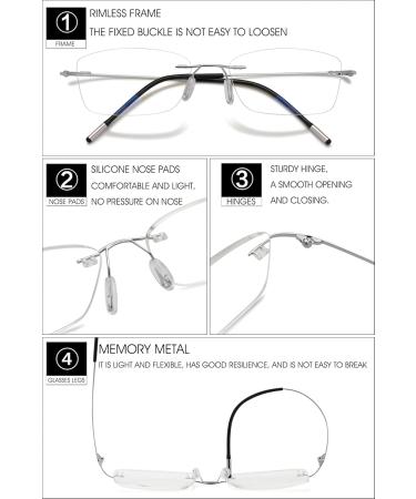 Vevesmundo Randlos Titan Reading Glasses - Anti Blue Light Ultralight Metal Visual Aid for Men - Frame-less Gray & Silver Options - Buy Online on GoSupps.com