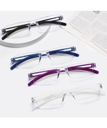 Cojwis 4-Pack Frameless Reading Glasses for Men & Women - Lightweight Anti-Blue Light TR90 Glasses (1.75x 4 Colors) - Buy Online on GoSupps.com