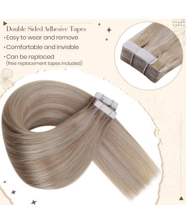 Hetto Tape-In Extensions - Real Remy Hair Invisible Ash Blonde #P18A/613 30cm 40g - Smooth and Easy to Apply - Buy Online on GoSupps.com