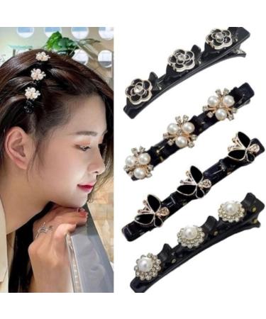 Sparkling Crystal Stone Braided Hair Clips Braided Hair Clips for Women with 3 Small Clips Crystal Stone Braided Hair Clips Beneathk Rhinestones Braided Hair Clips (4pcs-E)